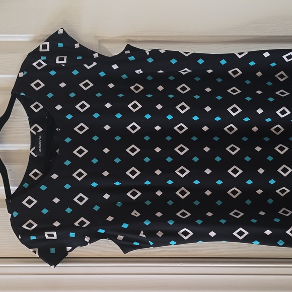 LIZ CLAIBORNE WOMENS BLACK & WHITE SYMMETRICAL DRESS SIZE LARGE - Picture 2 of 11